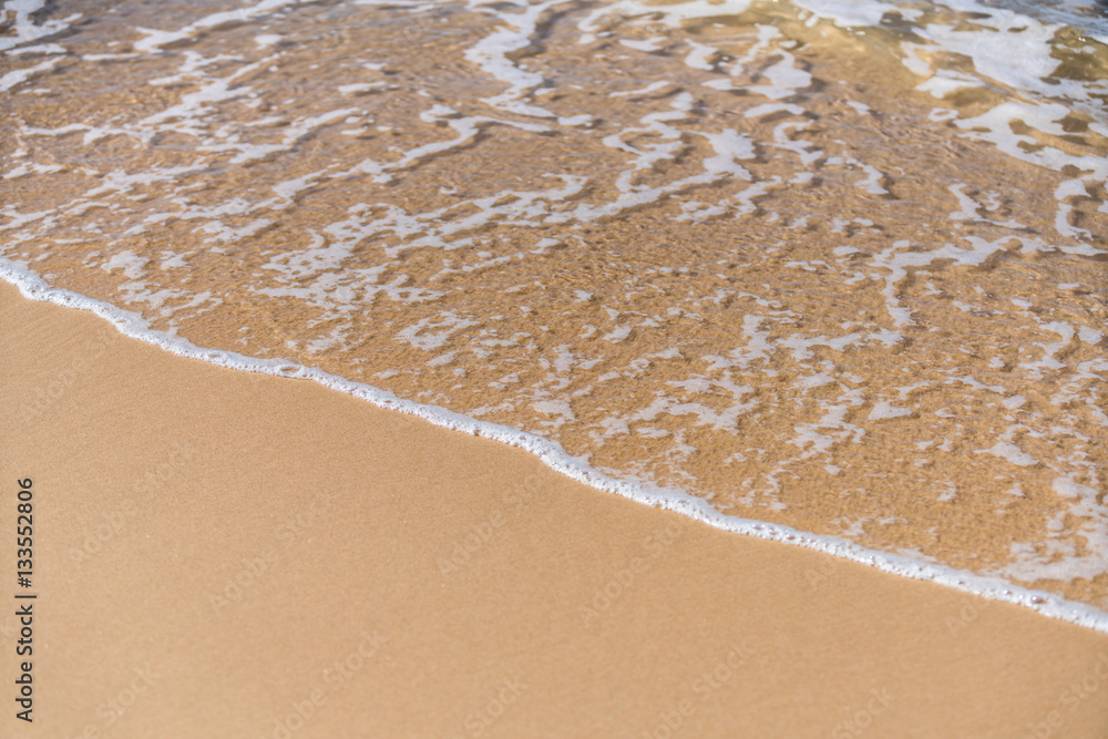 sea waves close-up on sand