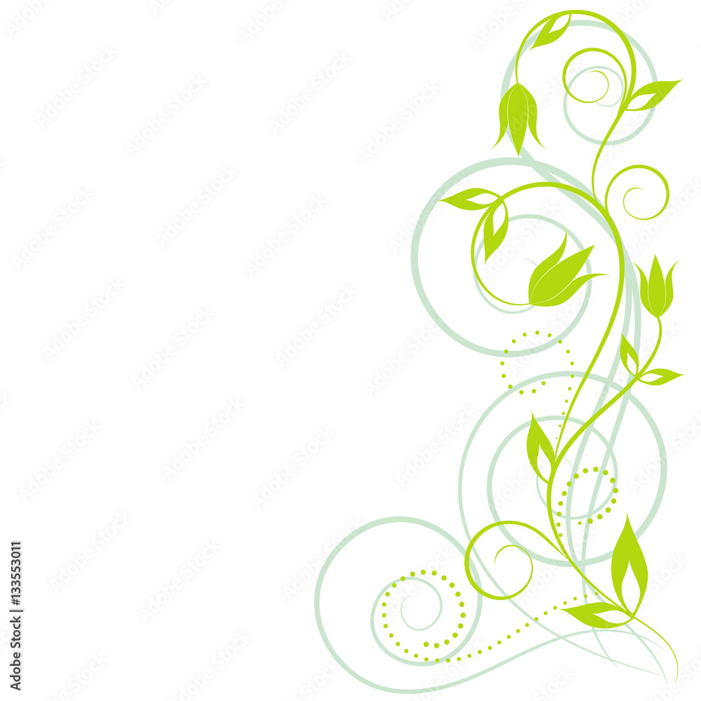 Abstract vertical floral background with place for your text. Vector branch with leaves for greeting and invitation card.