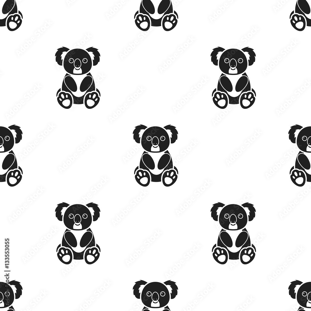 Koala icon in black style isolated on white background. Animals pattern ...