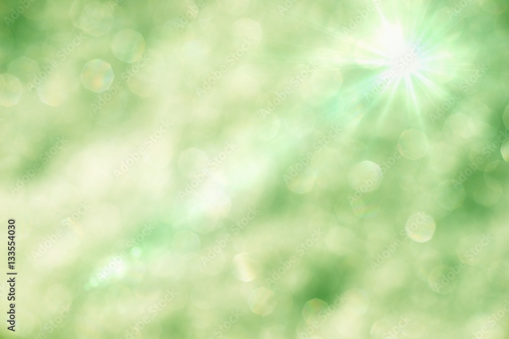 Obraz premium Blurred green background with bokeh lights