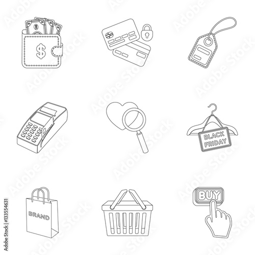 E-commerce set icons in outline style. Big collection of e-commerce vector symbol stock illustration
