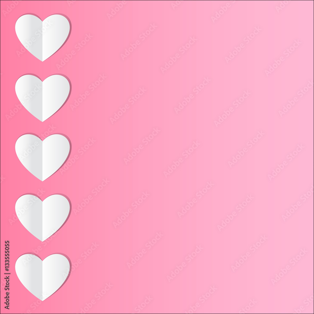 Paper hearts on pink background. Vector. Paper hearts on pink background. Vector.