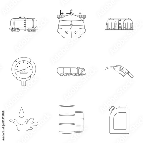 Oil industry set icons in outline style. Big collection of oil industry vector symbol stock illustration