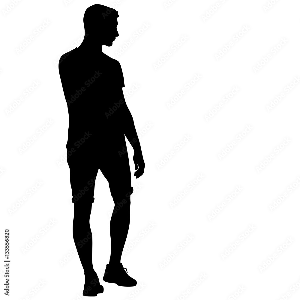 Fototapeta premium Black silhouettes man on white background. Vector illustration