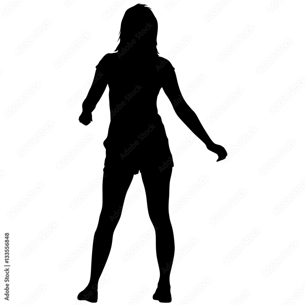 Black silhouettes of beautiful woman on white background. Vector illustration Black silhouettes of beautiful woman on white background. Vector illustration