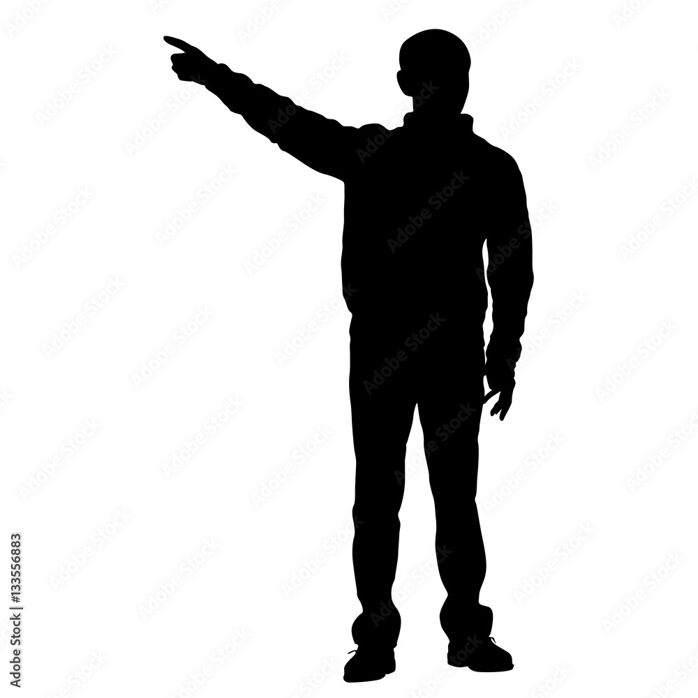 Silhouette of a man with his hand raised. Vector illustration Silhouette of a man with his hand raised. Vector illustration