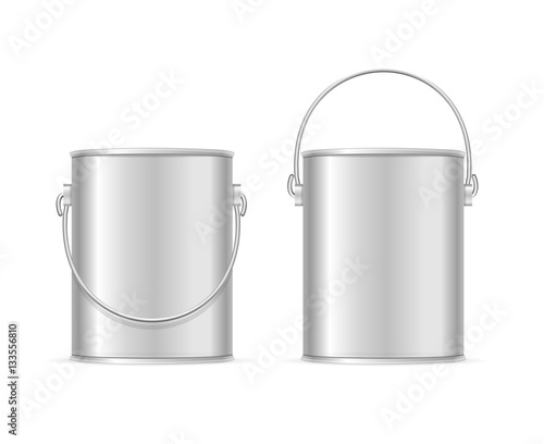 Steel Can Bucket Set. Vector