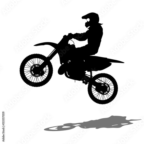 Silhouettes Rider participates motocross championship. Vector illustration