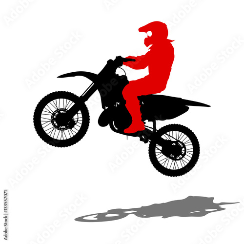 Silhouettes Rider participates motocross championship. Vector illustration
