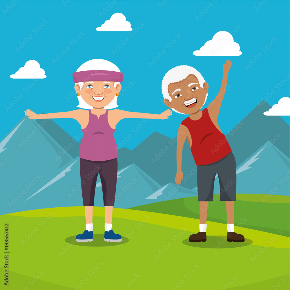 grandparents with sport clothes vector illustration design grandparents with sport clothes vector illustration design