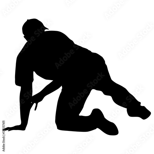 Black silhouettes man on white background. Vector illustration