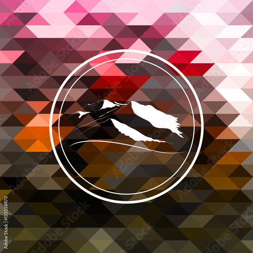 Logo design of mountains peak on the colorful triangles background.
