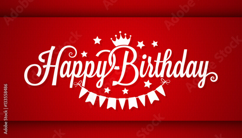 Happy Birthday Card On Red Background
