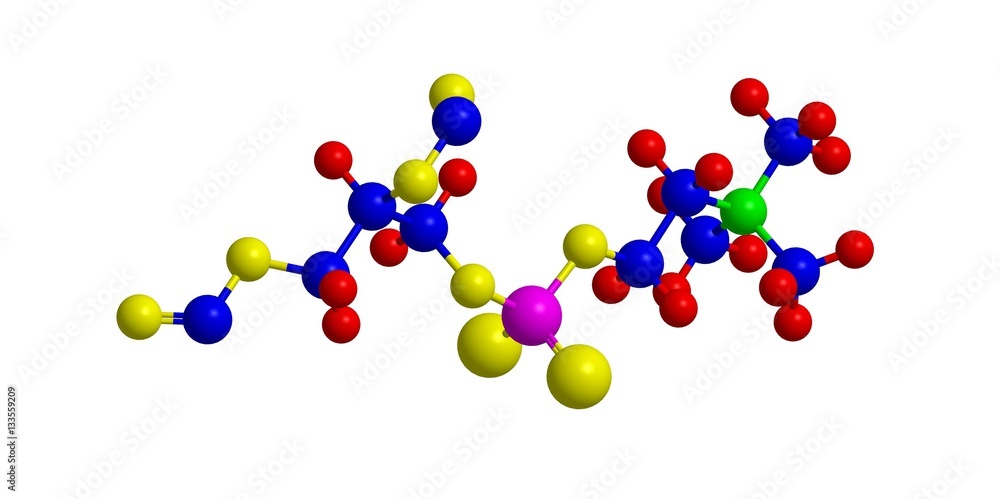 Molecular structure of phosphatidylcholine, 3D rendering