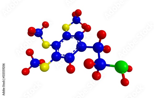Molecular structure of mescaline, 3D rendering