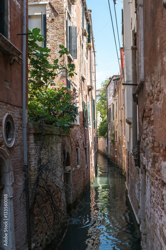 Water street in Venice,Venice,Italy,13 July 2016,the narrow streets of Venice water