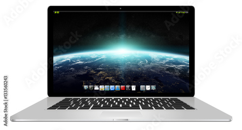 Modern laptop on white background 3D rendering