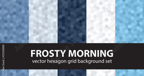 Hexagon pattern set "Frosty Morning". Vector seamless backgrounds
