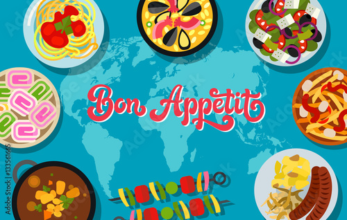 Bon Appetit Lettering and National Dishes