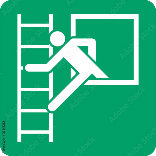 ISO 7010 E016 Emergency window with escape ladder