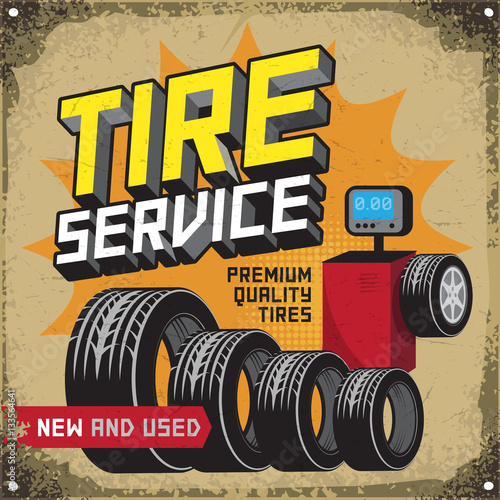 Vintage tire service or garage poster