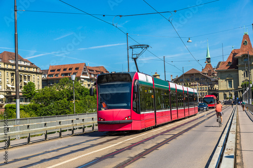 Modern city tram in Bern
