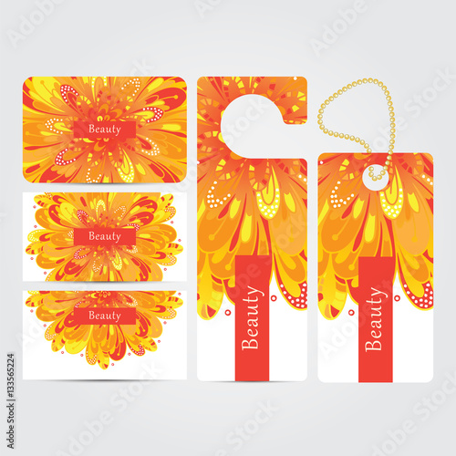 Beauty salon corporate concept identity template set. Business stationery mock-up  with mandala floral design. Branding design. Vector illustration.