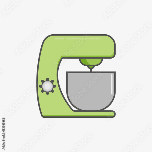A simple flat icon for kitchen machine to fluff and mix different food
