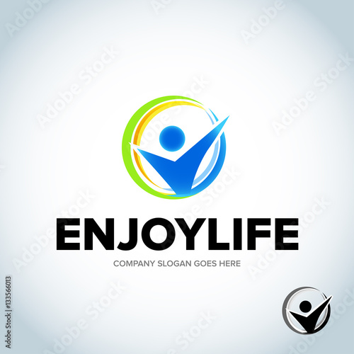 People Check Logo, Kids health and care vector. job satisfaction guarantee. Isolated vector illustration.