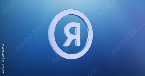 Animated Register Trademark Blue 3d Icon Loop Modules for edit with alpha matte
