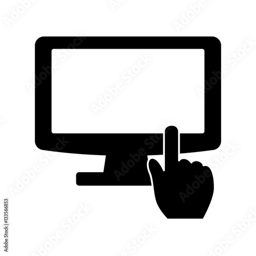 computer and hand pointer icon image vector illustration design 