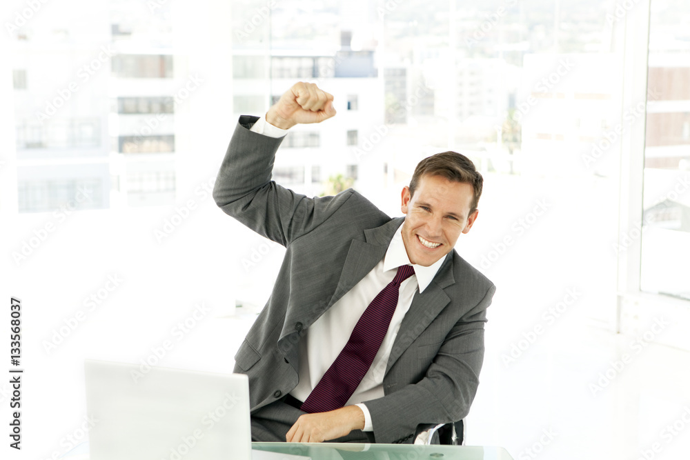 Single Caucasian businessman at work in office Single Caucasian businessman at work in office