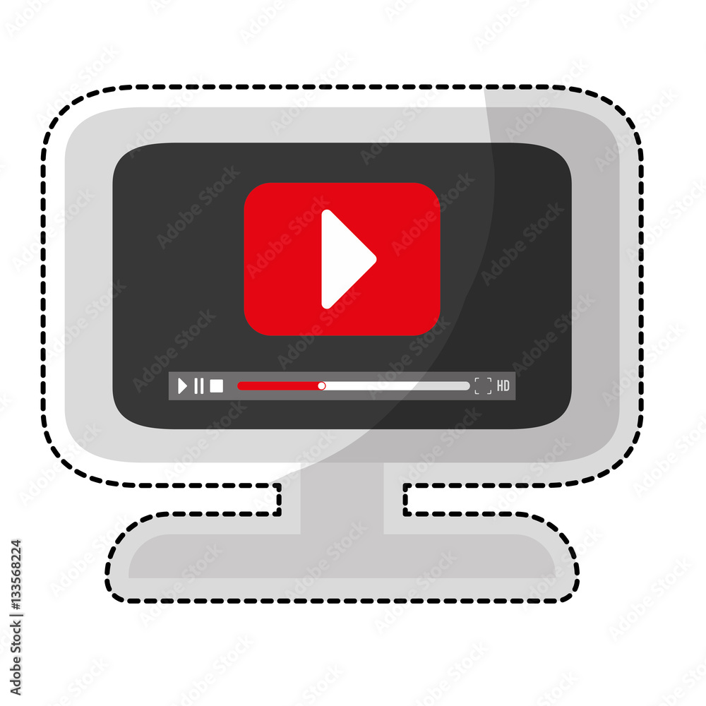 play symbol on digital device screen movie or video related icon image sticker vector illustration design play symbol on digital device screen movie or video related icon image sticker vector illustration design