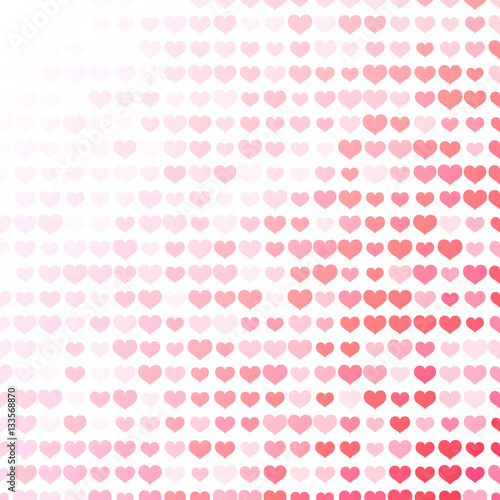 Abstract background with a lot of pink and red hearts.