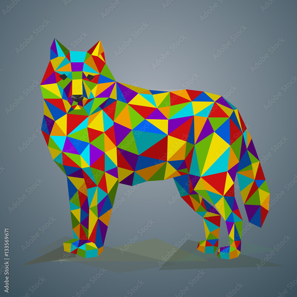 Obraz premium ?olorful Low poly wolf.
