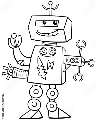 cartoon robot coloring page