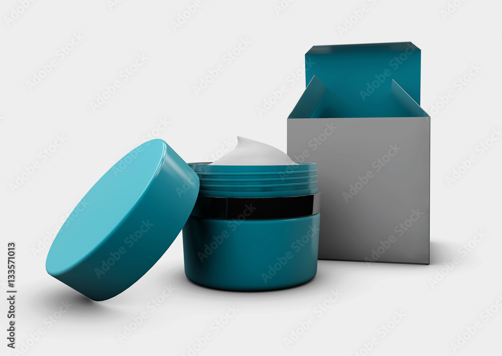 3d Illustration of Blank Blue Tubes with opened box Isolated on white Background 3d Illustration of Blank Blue Tubes with opened box Isolated on white Background