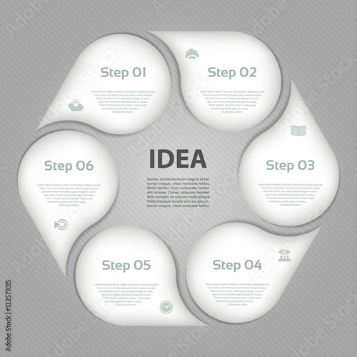 Vector circle infographic. Template for cycle diagram, graph, presentation and round chart. Business concept with 6  options, parts, steps or processes. Abstract background