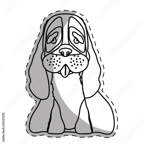 pedigree dog breed icon image sticker  vector illustration design 