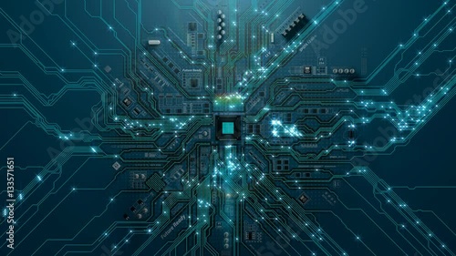 Looping Animation of Abstract Motherboard Circuit