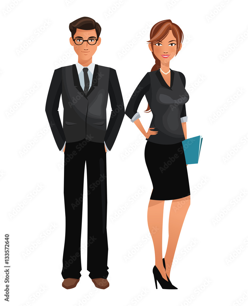 couple worker office business standing vector illustration eps 10