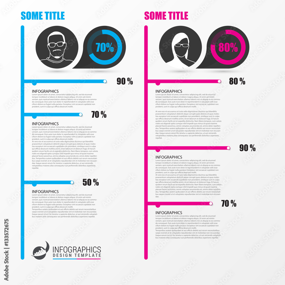 Infographic template. Business concept with 2 people. Vector