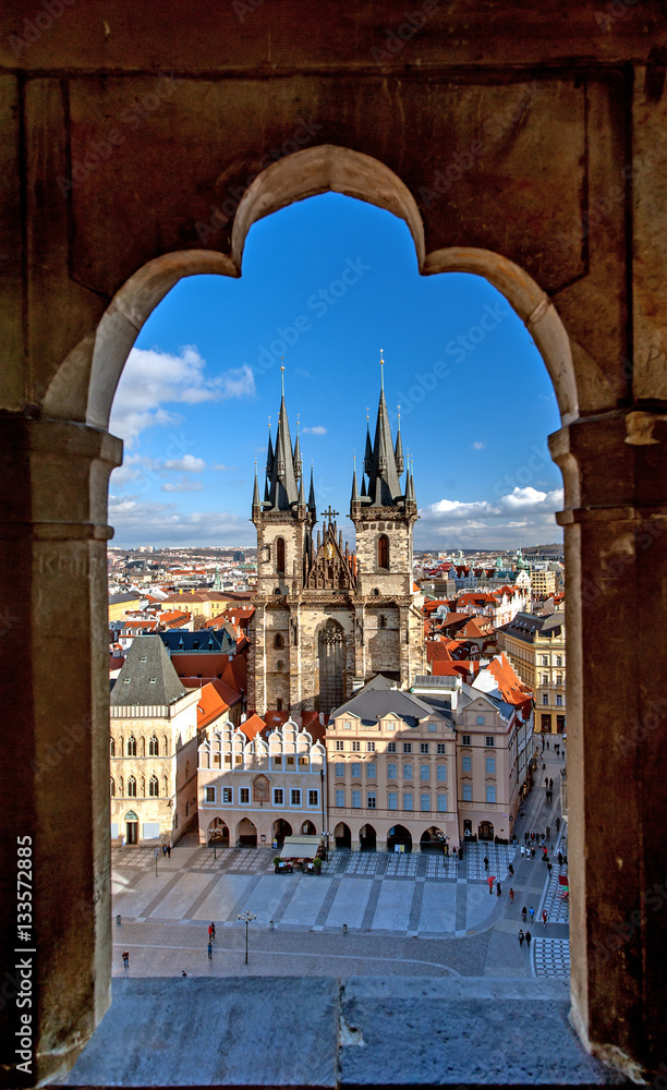 Stare Mesto (Old Town), Prague, Czech Republic, Aerial view. - obrazy, fototapety, plakaty 