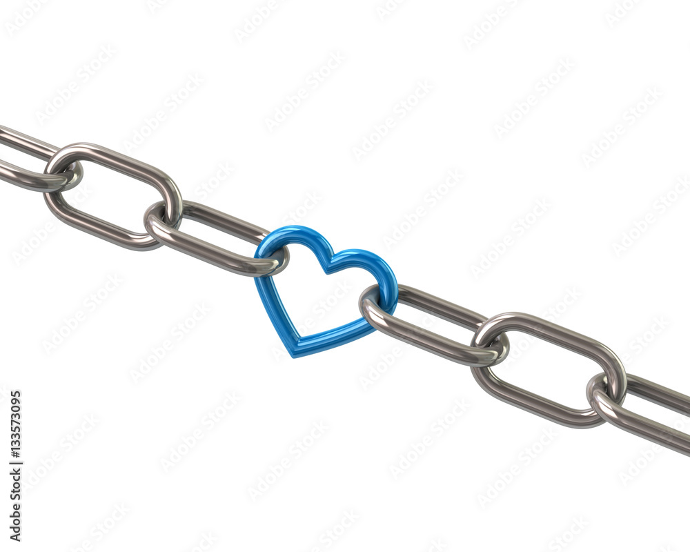 Obraz premium Chain with blue heart link