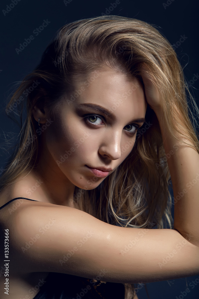 young sexual girl blonde long hair in black underwear, black boots and a leather jacket sitting on a wooden high chair young sexual girl blonde long hair in black underwear, black boots and a leather jacket sitting on a wooden high chair