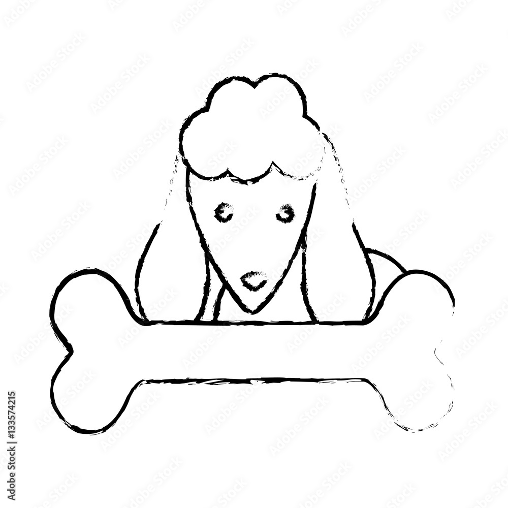pedigree dog breed with chewing bone emblem icon image sketch style vector illustration design pedigree dog breed with chewing bone emblem icon image sketch style vector illustration design