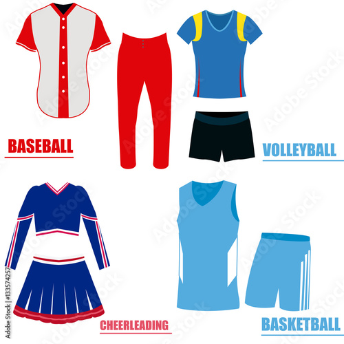 Set of different sport uniforms, Vector illustration