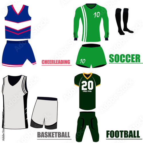 Set of different sport uniforms, Vector illustration