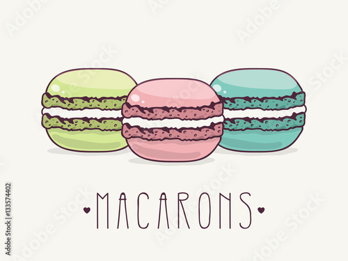 Hand Drawn French Macarons.