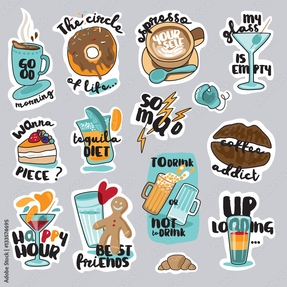Web chat stickers templates internet words Vector Image